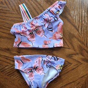 Hanna Andersson Butterfly Toddler Girl 2T Two-Piece Ruffles Swimsuit